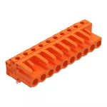 Gniazdo THT Pin lutowniczy 0,6 x 1,0 mm konstrukcja kątowa, pomarańczowa 232-270