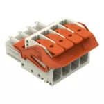 1-przewodowe gniazdo; dźwignia; Push-in CAGE CLAMP®; 10 mm²; raster 7,62 mm; 4-bieg.; 100% ochrony przed błędnym wetknięciem; środkowy zaczep ryglujący; 10,00 mm²; jasnoszary
