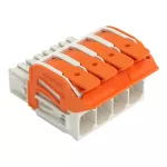 1-przewodowe gniazdo; dźwignia; Push-in CAGE CLAMP®; 16 mm²; raster 10,16 mm; 4-bieg.; 100% ochrony przed błędnym wetknięciem; środkowy zaczep ryglujący; zestyki posrebrzane; 16,00 mm²; jasnoszary