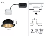 PAULMANN Oprawa do wbudowania COLE COIN LED 3-STEP DIM 1x6W 470lm 2700K IP44 230V czarny / złoty-matowy
