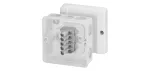 DE 9326 Puszka do inst. wewn., biała, IP 55, 10 dławnic membranowych, z zac. 5-bieg., 2,5 mm2, Cu