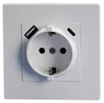 ViP Plakietka gniazda SCHUKO USB A+C biała