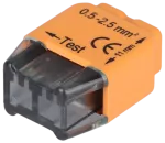 Łącznik bezśrubowy, wtykany, pomarańczowy 2x0,5-2,5mm2, 450VAC, max. 16A