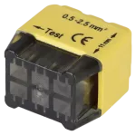 Łącznik bezśrubowy, wtykany, żółty 6x0,5-2,5mm2, 450VAC, max. 16A