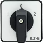 T0-4-8213/E Przełącznik zasilania, Styki: 8, 20 A, tabliczka: 1-0-2, 60 °, bez samopowrotu, montaż natablicowy, pokrętło czarne bez możliwości blokady