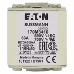 170M3410 Wkładka szybka, 63 A, AC 690 V, compact size 1, 45 x 59 x 51 mm, aR, IEC, UL, wskaźnik, flush end, M8