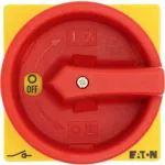 P1-25/M4/HI11/SVB Rozłącznik główny, 3 bieg. + 1 NO + 1 NC, 25 A, funkcja awaryjnego zatrzymania, blok. na kłódkę w pozycji Wył., z 400 mm metalową osią, montaż rozłączny, pokrętło czerwono-żółte z blokadą na kłódkę