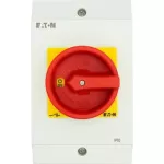 T3-3-8342/I2/SVB Przełącznik Zał.-Wył., 6 bieg., 32 A, 90 °, w obudowie IP65,pokrętło czerwono-żółte z blokadą na kłódkę