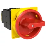 T0-3-15680/EA/SVB Rozłącznik główny, 3 bieg. + N + 1 NO + 1 NC, 20 A, funkcja awaryjnego zatrzymania, 90 °, blok. na kłódkę w pozycji Wył., montaż natablicowy, pokrętło czerwono-żółte z blokadą na kłódkę
