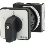 T0-1-8210/EZ Przełącznik zasilania, Styki: 2, 20 A, tabliczka: 1-0-2, 60 °, bez samopowrotu, montaż natablicowy 22,3 mm, pokrętło czarne bez możliwości blokady