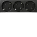 Gniazdo przelot. SCHUKO, 16A/250V, samozaciski, zab.dotyk. 6M czarny
