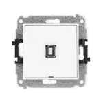 MINI Mechanizm gniazda pojedynczego USB A-B 2.0, bez pola opisowego biały mat