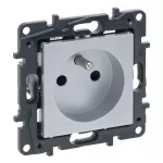 Niloe Step - gniazdo zasilające 2P+Z IP44, zaciski automatyczne, bez przesłony- kolor aluminium, Legrand