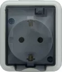 HYDRO Gniazdo pojedyncze IP 44; klapka dymna, typu Schuko. BIAŁY