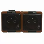 NT-6S/L Gniazdo wtyczkowe podwójne-SMART- 2P+Z bryzgoodporne z klapką dymną; brązowy