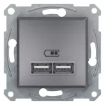 Asfora, gniazdo ładowarki USB 2.1A, bez ramki, stal