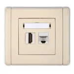 FLEXI Gniazdo pojedyncze HDMI 2.0, 4K + gniazdo komp. poj. 1xRJ45, kat. 5e, 8-stykowe beżowy