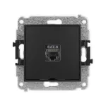 MINI Mechanizm gniazda komputerowego pojedynczego 1xRJ45, kat. 8, ekranowany, 8-stykowy, bez pola opisowego czarny mat