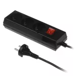 PS-360WS/3,0 Przedłużacz z trzykrotnym gniazdem z wyłącznikiem; 3x2p, 10A; 3,m; czarny