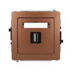 DECO Mechanizm gniazda pojedynczego USB A-A 2.0 brązowy metalik