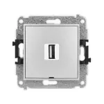 MINI Mechanizm gniazda pojedynczego USB A-A 2.0, bez pola opisowego srebrny metalik
