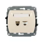 TREND Mechanizm gniazda telefonicznego pojedynczego 1xRJ11 + komputerowego pojedynczego 1xRJ45, kat. 5e, 8-stykowy beżowy