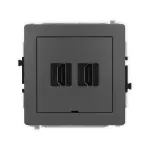 DECO Mechanizm gniazda podwójnego HDMI 2.0, 4K, bez pola opisowego grafitowy mat