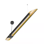 LIRA 1000 wisząca LED 18W/1750lm/3000K, 230V, przewód czarny, kolor złota, czarny głęboki (mat struktura) RAL 9005