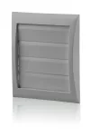 wylot ścienny 154x154 mm z zaworem zwrotnym, okapem i kołnierzem fi 150 mm, szary