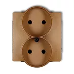 DECO Mechanizm gniazda podwójnego do ramki DECO Soft bez uziemienia 2x2P (przesłony torów prądowych) złoty metalik