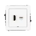 DECO Mechanizm gniazda pojedynczego HDMI 2.0, 4K + gniazda komp. poj. 1xRJ45, kat. 5e, 8-stykowy, bez pola opisowego biały mat