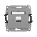 ICON Mechanizm ładowarki USB pojedynczej USB A, 5W max., 5V, 1A szary mat
