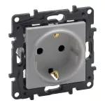 Niloe Step - gniazdo zasilające 2P+Z SCHUKO, zaciski automatyczne, z przesłoną- kolor aluminium, Legrand