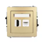 DECO Mechanizm gniazda pojedynczego HDMI 2.0, 4K + gniazda komp. poj. 1xRJ45, kat. 5e, 8-stykowy złoty