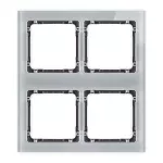 DECO Ramka modułowa 4 krotna (2 poziom, 2 pion) - efekt szkła (ramka szara; spód grafitowy)