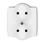 DECO Mechanizm gniazda podwójnego do ramki DECO Soft bez uziemienia 2x2P (przesłony torów prądowych) biały