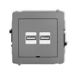 DECO Mechanizm ładowarki USB podwójnej 2xUSB A, 15,5W max., 5V, 3.1A, bez pola opisowego szary mat