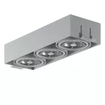 MARA PB3Ch AR111 wpust stropowy bezramkowy, max. 3x20W, G53, 12V, srebrny aluminiowy (mat struktura) RAL 9006