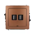 DECO Mechanizm gniazda podwójnego 2xUSB A-A 2.0, bez pola opisowego brązowy metalik