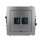 DECO Mechanizm gniazda podwójnego 2xUSB A-A 3.0, bez pola opisowego grafitowy