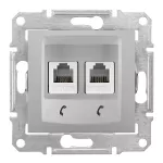 Sedna, gniazdo telefoniczne 2x RJ11, aluminium
