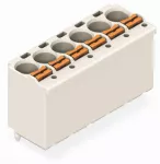 1-przewodowe gniazdo THR; proste; przycisk; Push-in CAGE CLAMP®; 2,5 mm²; raster 5 mm; 13-bieg.; Pin lutowniczy Ø 1,4 mm; 2,50 mm²; jasnoszary