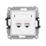 MINI Mechanizm gniazda komputerowego podwójnego 2xRJ45, kat. 6, 8-stykowy biały mat