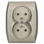PT-6N Gniazdo wtyczkowe podwójne-NOVA- p/t 2x2p+Z 16A, 250V komplet; satyna