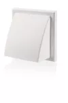 wylot ścienny 154x154 mm z zaworem zwrotnym, okapem i kołnierzem fi 100 mm, biały MW102AZPK