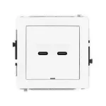 DECO Mechanizm gniazda podwójnego 2xUSB C-C, bez pola opisowego biały mat