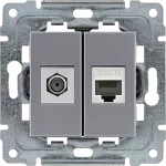 DANTE Gniazdo TV typu F + RJ45 kat. 5e INOX