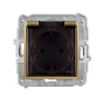 MINI Mechanizm gniazda bryzgoszczelnego z uziemieniem SCHUKO 2P+Z (klapka dymna, przesłony torów prądowych) złoty
