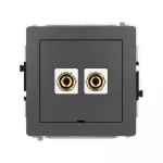 DECO Mechanizm gniazda głośnikowego pojedynczego, bez pola opisowego (typu banan - czerwony i czarny, pozłacany, 4 mm2, do lutowania) 28DGGBO-3