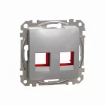 Płytka centralna 2xRJ45 do wkładów 5e-6 UTP KrONE, Sedna Design & Elements, srebrne aluminium